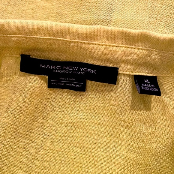 Marc New York Andrew Marc linen short sleek shell button green blouse XL - Picture 5 of 7